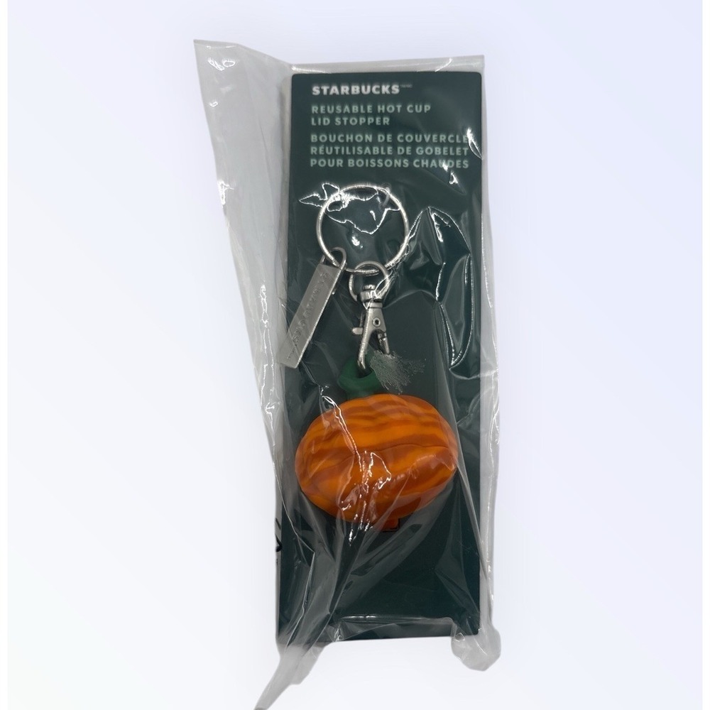 NEW Starbucks Fall 2025 Pumpkin Keychain Reusable Hot Cup Lid Stopper Topper - Picture 1 of 2